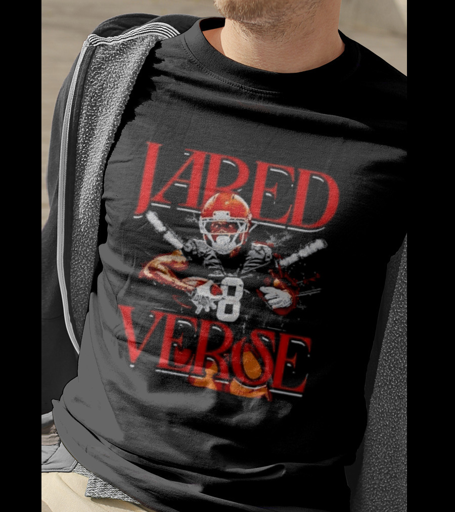 Jared Verse Number 8 Football Player Carrying Ball Distressed Bootleg T-Shirt