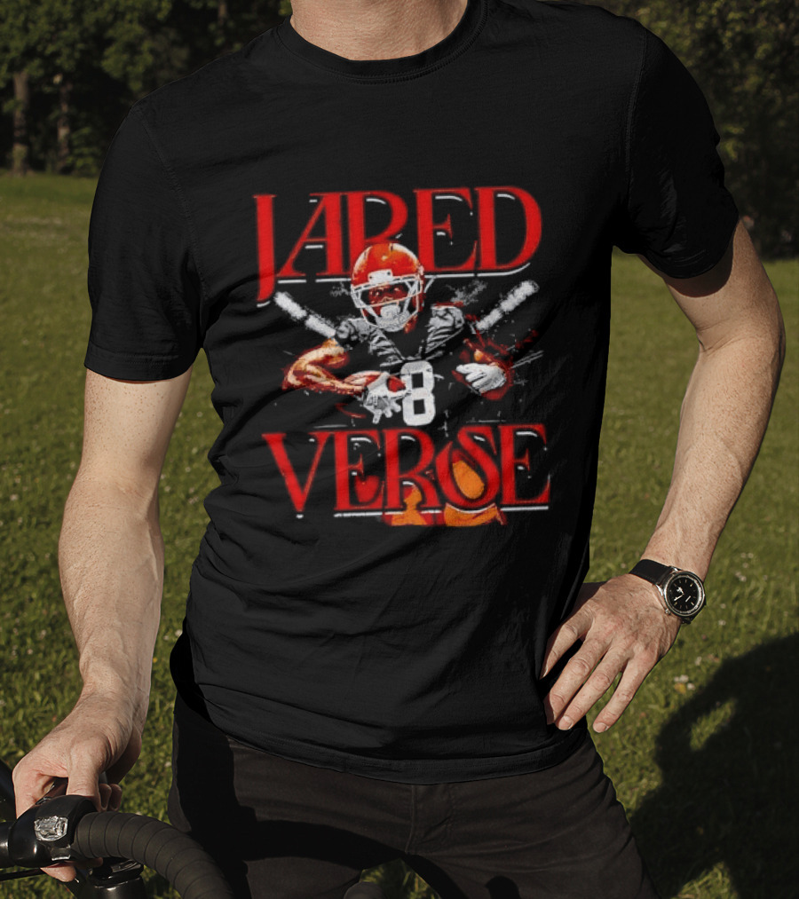 Jared Verse Number 8 Football Player Carrying Ball Distressed Bootleg T-Shirt