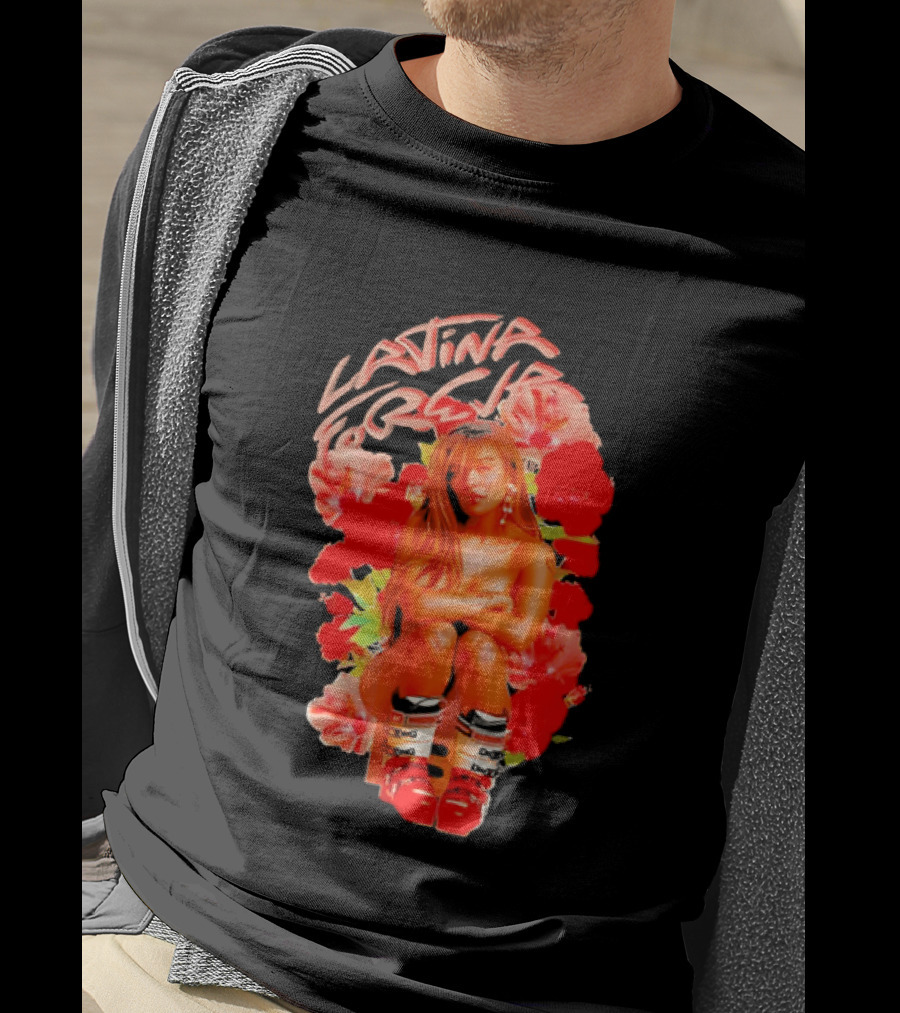 Latina Forever Woman Surrounded By Red Hibiscus With Ski Boots T-Shirt