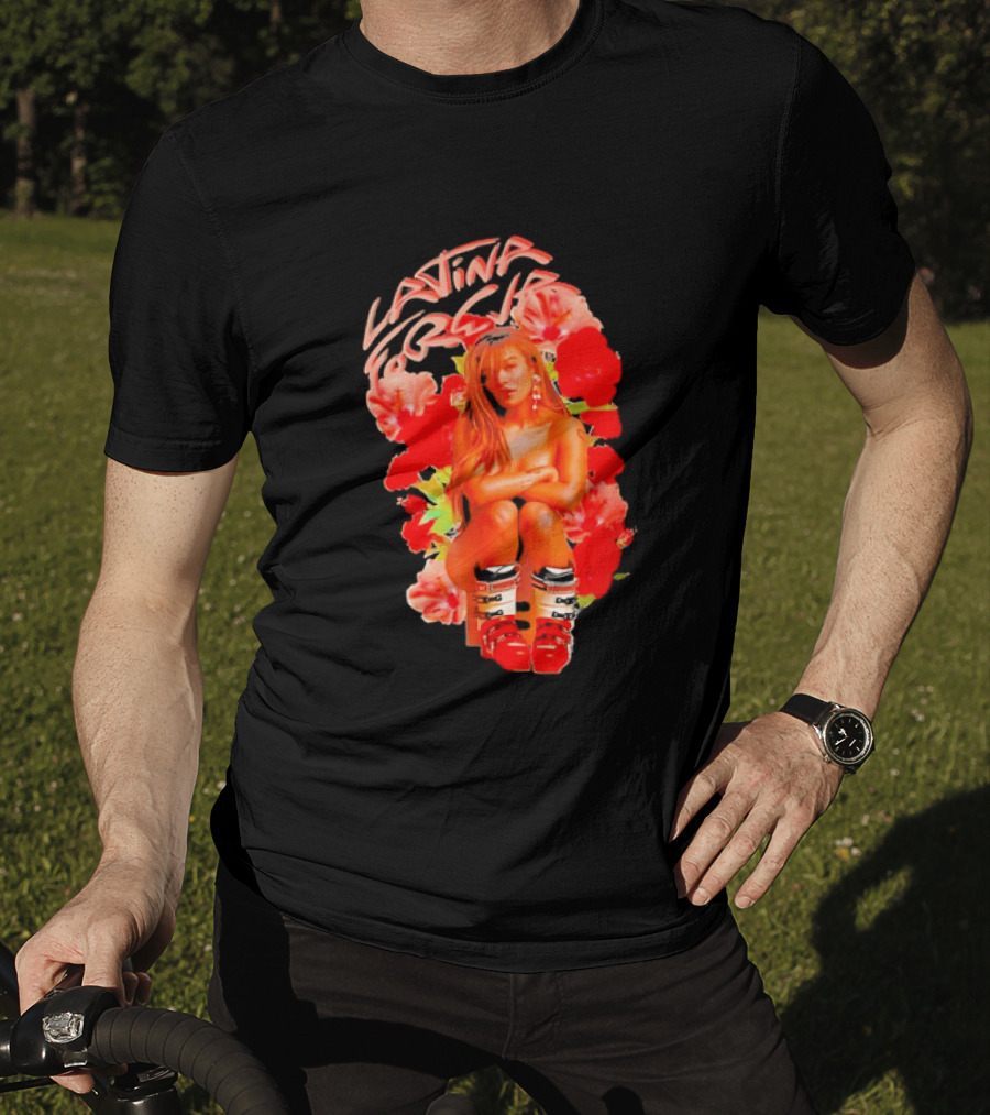 Latina Forever Woman Surrounded By Red Hibiscus With Ski Boots T-Shirt