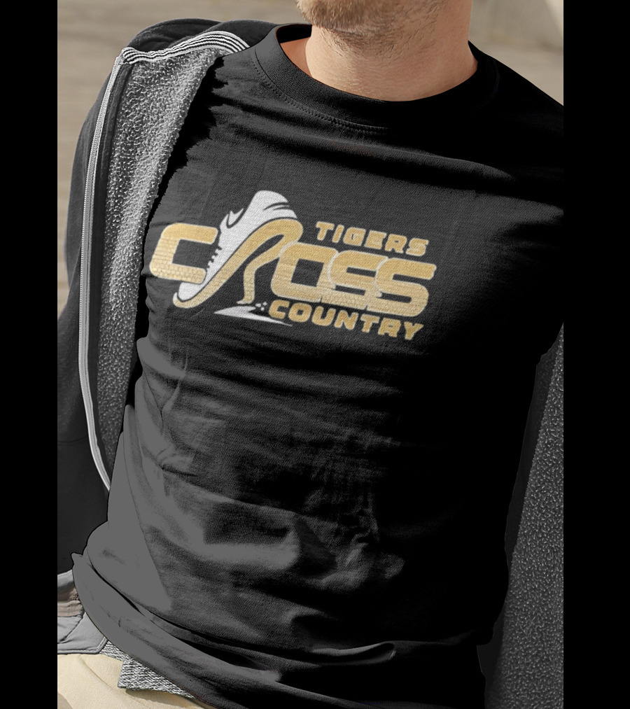 Tigers Cross Country Running Shoe Gold Brick Texture T-Shirt