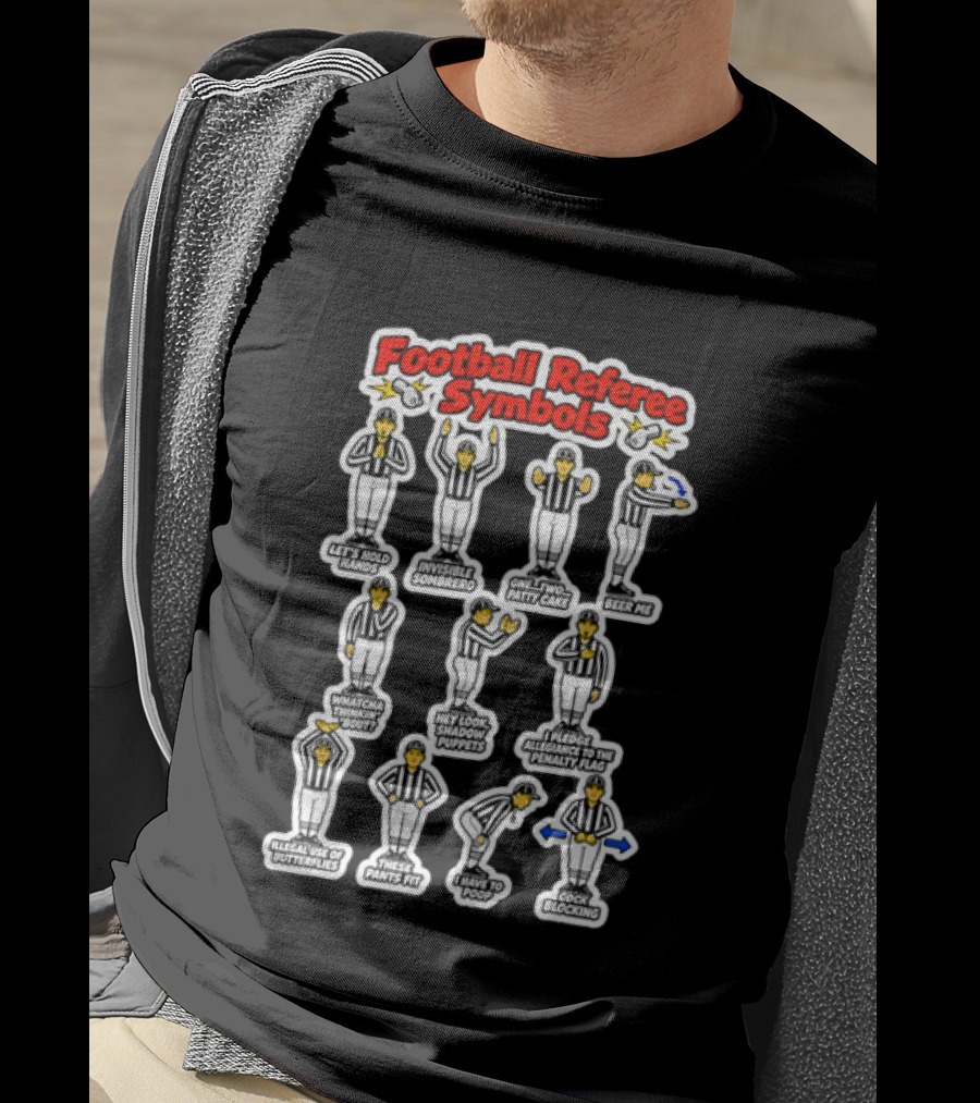 Football Referee Symbols Cartoon Referees Making Hand Signals T-Shirt