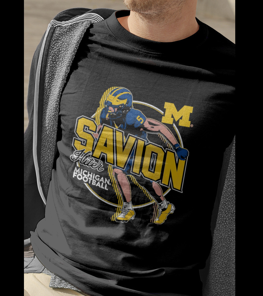 Michigan Wolverines Savion Hiter Number 5 Player Football M T-Shirt