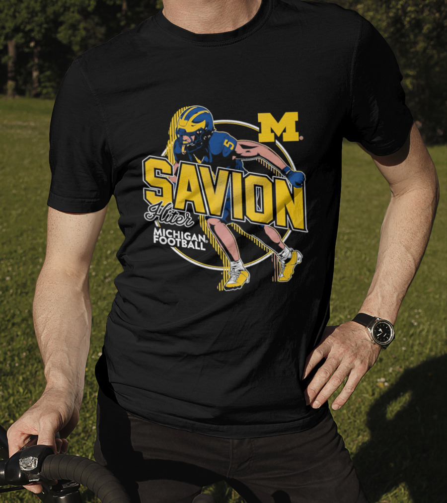 Michigan Wolverines Savion Hiter Number 5 Player Football M T-Shirt
