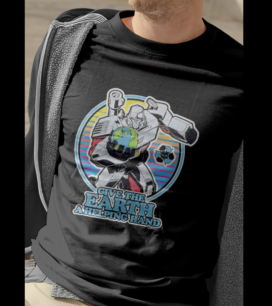 Give The Earth A Helping Hand Megatron With Recycling Symbol Transformers T-Shirt