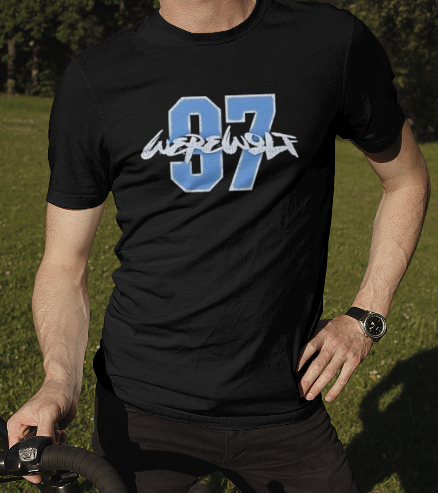 Werewolf 97 Blue Athletic Jersey Number Distressed T-Shirt