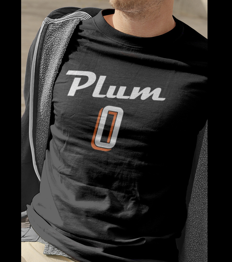 Plum 0 Jersey White Script Rust Shadow Player Name T-Shirt