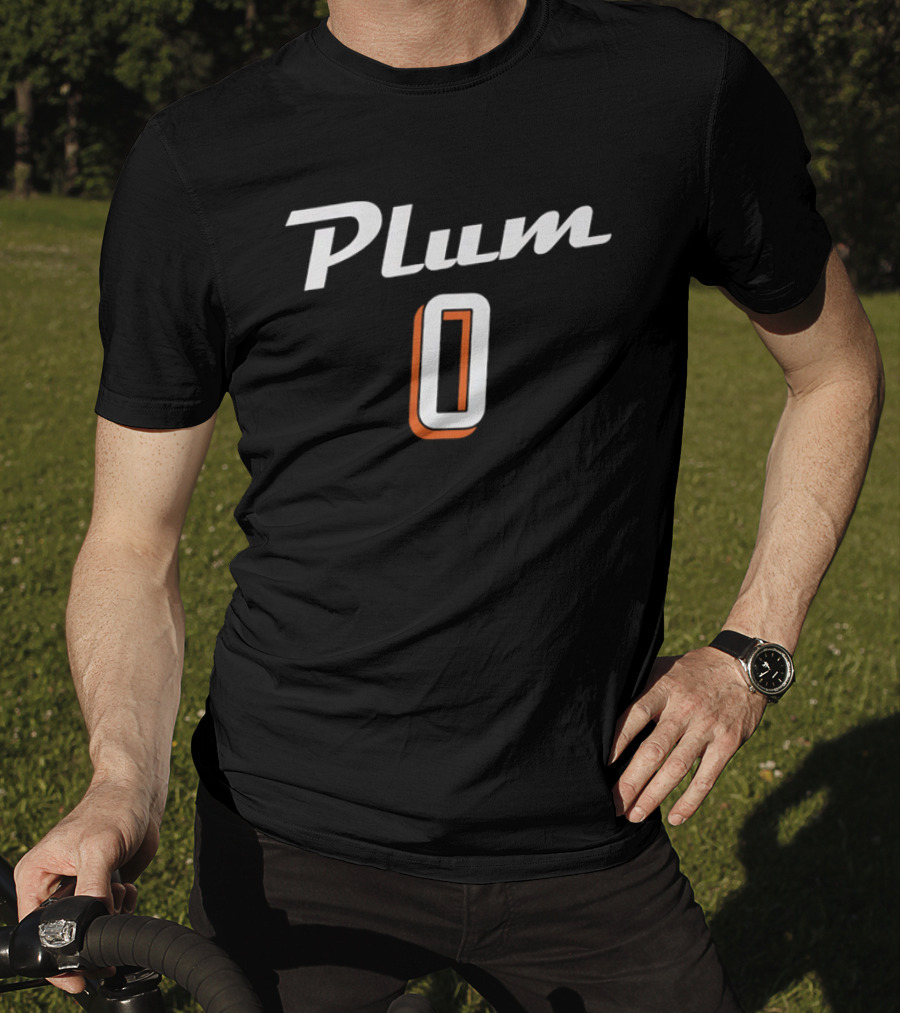 Plum 0 Jersey White Script Rust Shadow Player Name T-Shirt