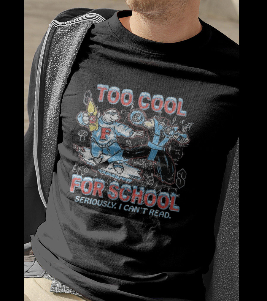 Too Cool For School Polar Bear Seriously I Can't Read T-Shirt