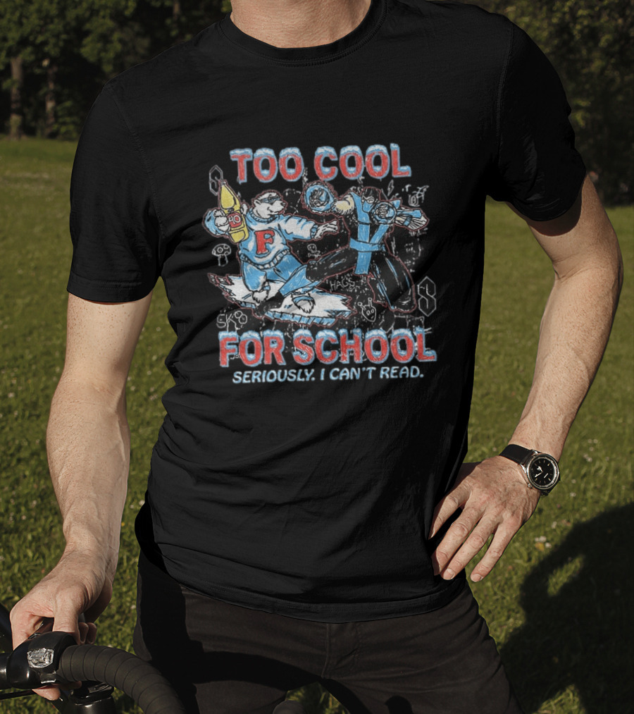 Too Cool For School Polar Bear Seriously I Can't Read T-Shirt