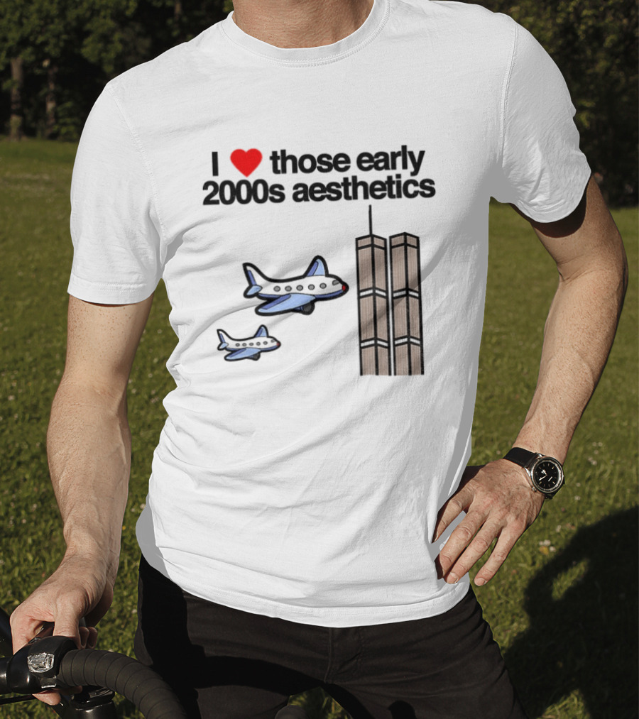 I Heart Those Early 2000s Aesthetics Airplanes World Trade Center Towers T-Shirt