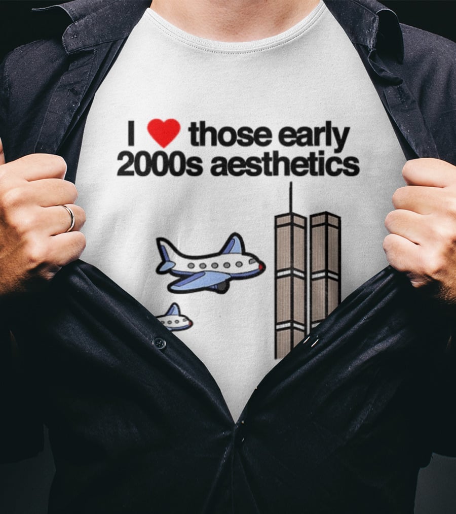 I Heart Those Early 2000s Aesthetics Airplanes World Trade Center Towers T-Shirt