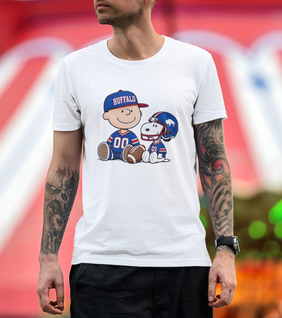 Charlie Brown Snoopy Buffalo 00 01 Football Team Cartoon Sports Fan Gear T-Shirt