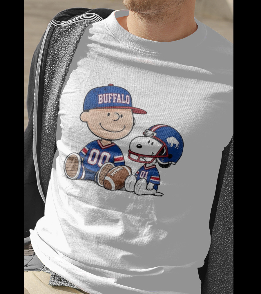 Charlie Brown Snoopy Buffalo 00 01 Football Team Cartoon Sports Fan Gear T-Shirt