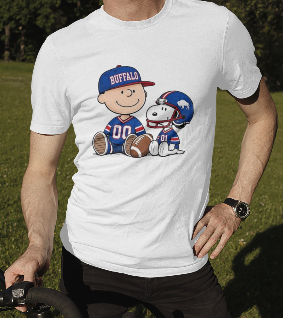 Charlie Brown Snoopy Buffalo 00 01 Football Team Cartoon Sports Fan Gear T-Shirt