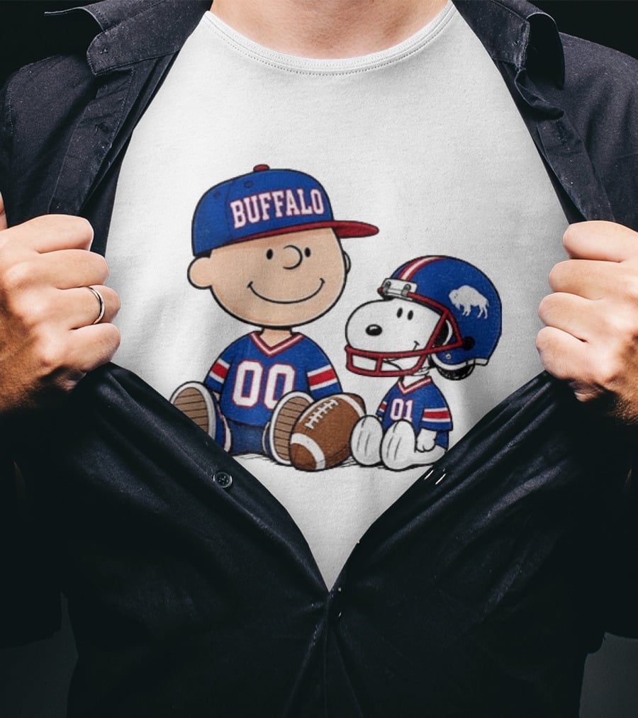 Charlie Brown Snoopy Buffalo 00 01 Football Team Cartoon Sports Fan Gear T-Shirt