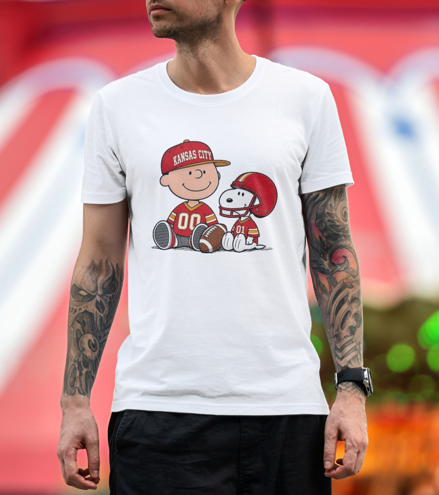 Kansas City Football With Charlie Brown And Snoopy Players T-Shirt