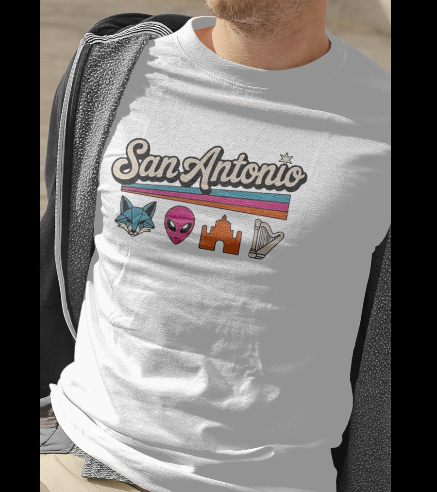 San Antonio Fox Alien Castle Harp Spurs Basketball T-Shirt