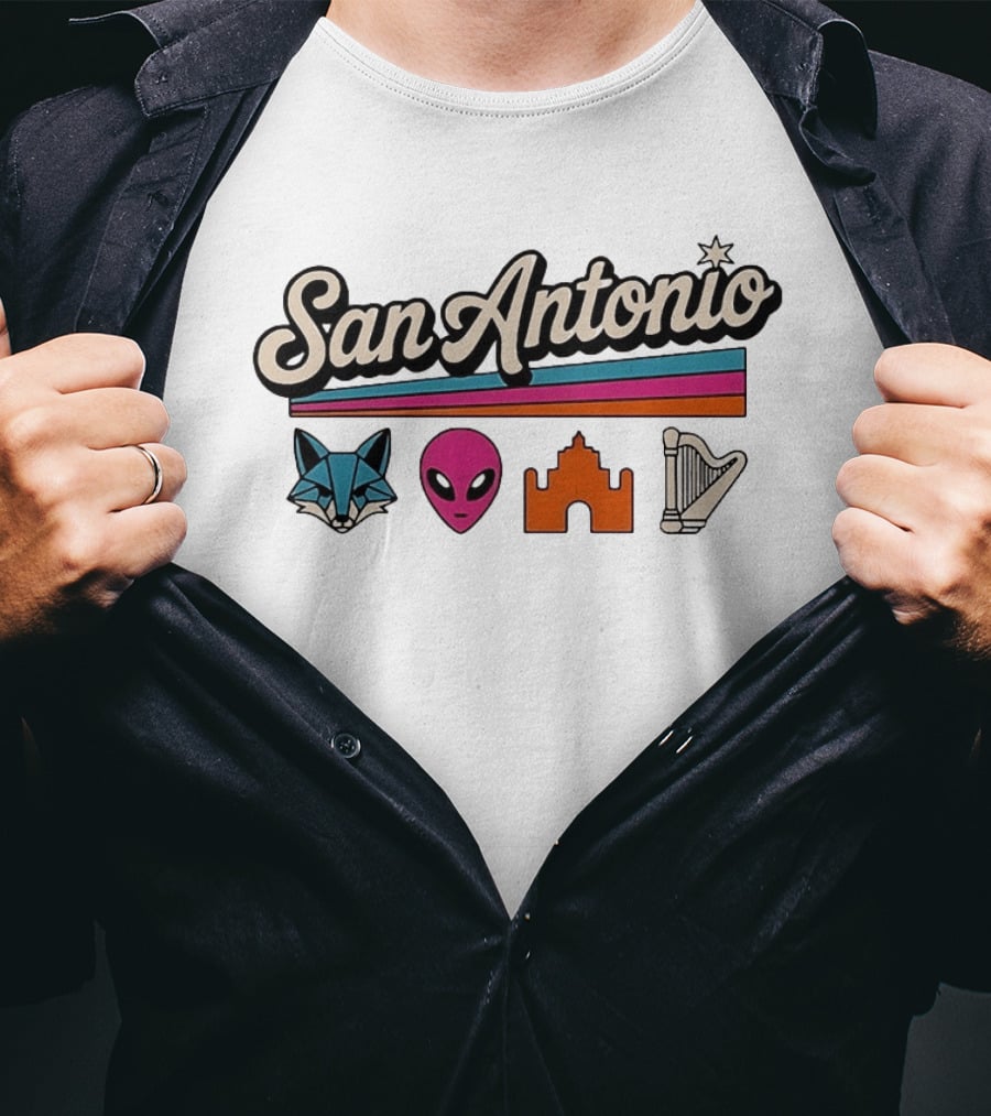 San Antonio Fox Alien Castle Harp Spurs Basketball T-Shirt