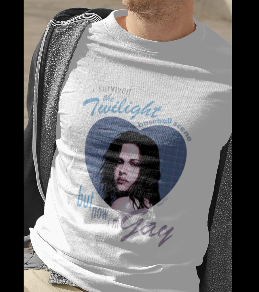 I Survived The Twilight Baseball Scene But Now I'm Gay Twilight Baseball Scene With Iconic Character In Heart Frame T-Shirt