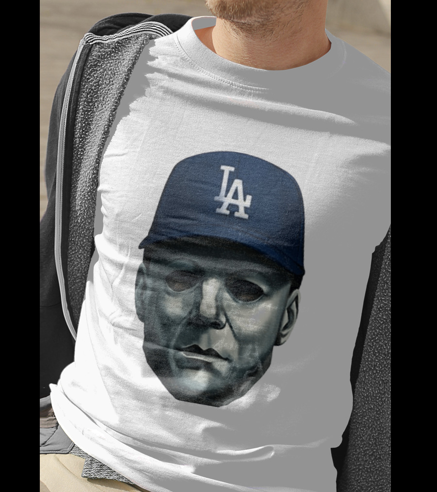 Michael Myers LA Dodgers Cap Halloween Horror T-Shirt