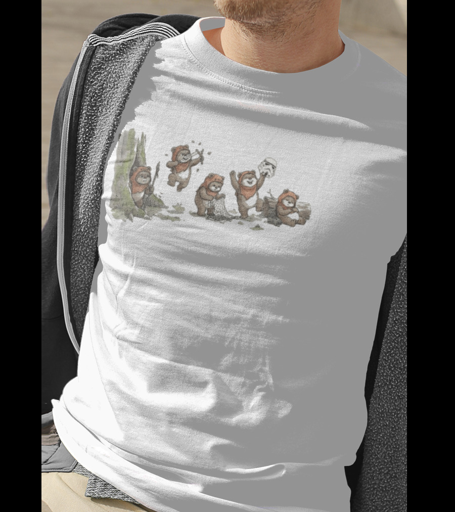 Panda In Star Wars Ewok Costume With Stormtrooper Helmet Adventure T-Shirt