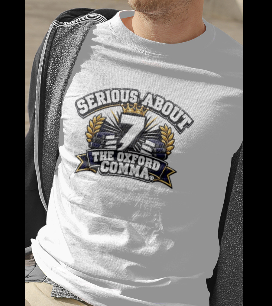 Serious About The Oxford Comma Crown Laurel Lightning T-Shirt
