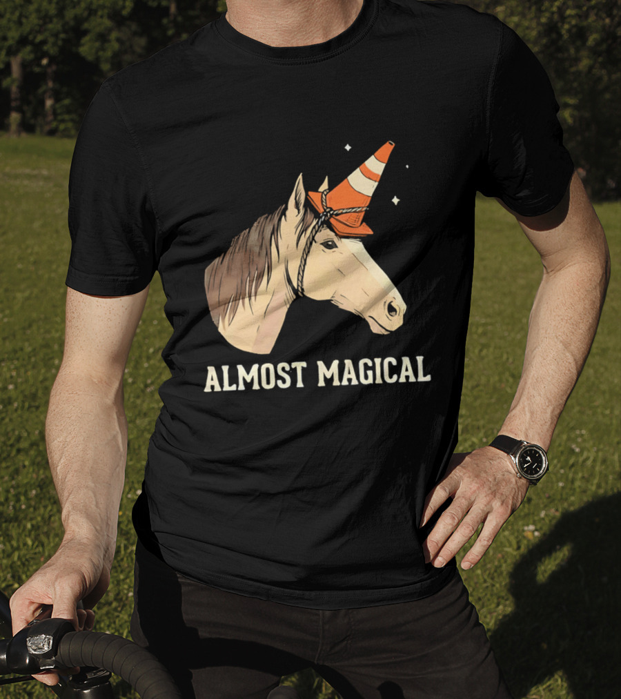 Almost Magical Horse With Traffic Cone Hat T-Shirt