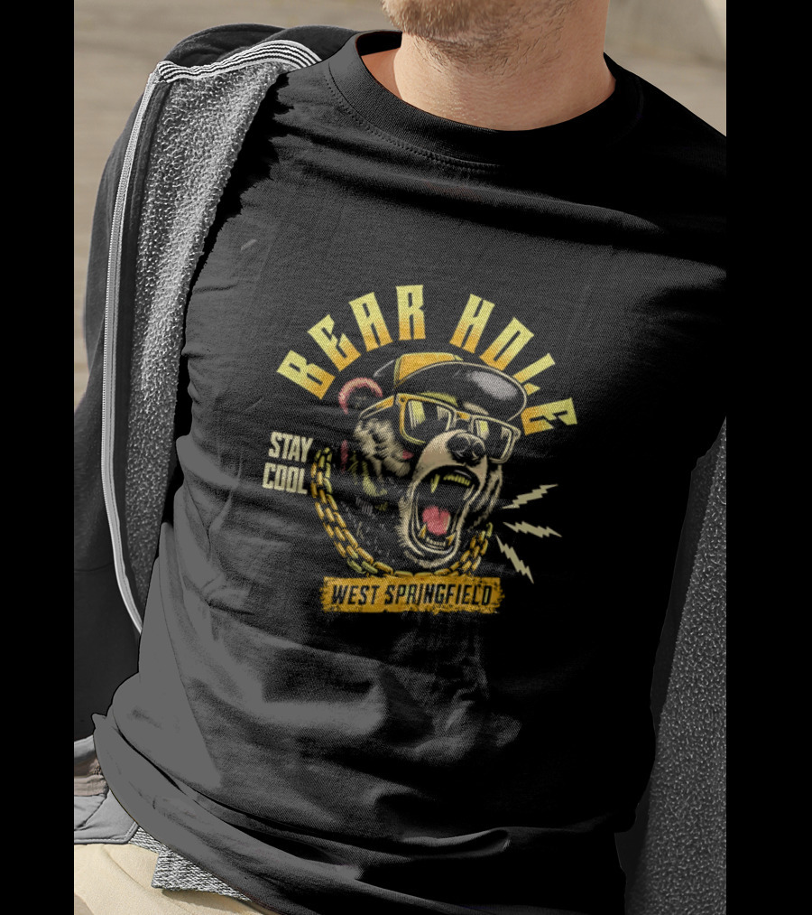 Bear Hole West Springfield Roaring Grizzly Stay Cool Sunglasses Cap Gold Chain T-Shirt