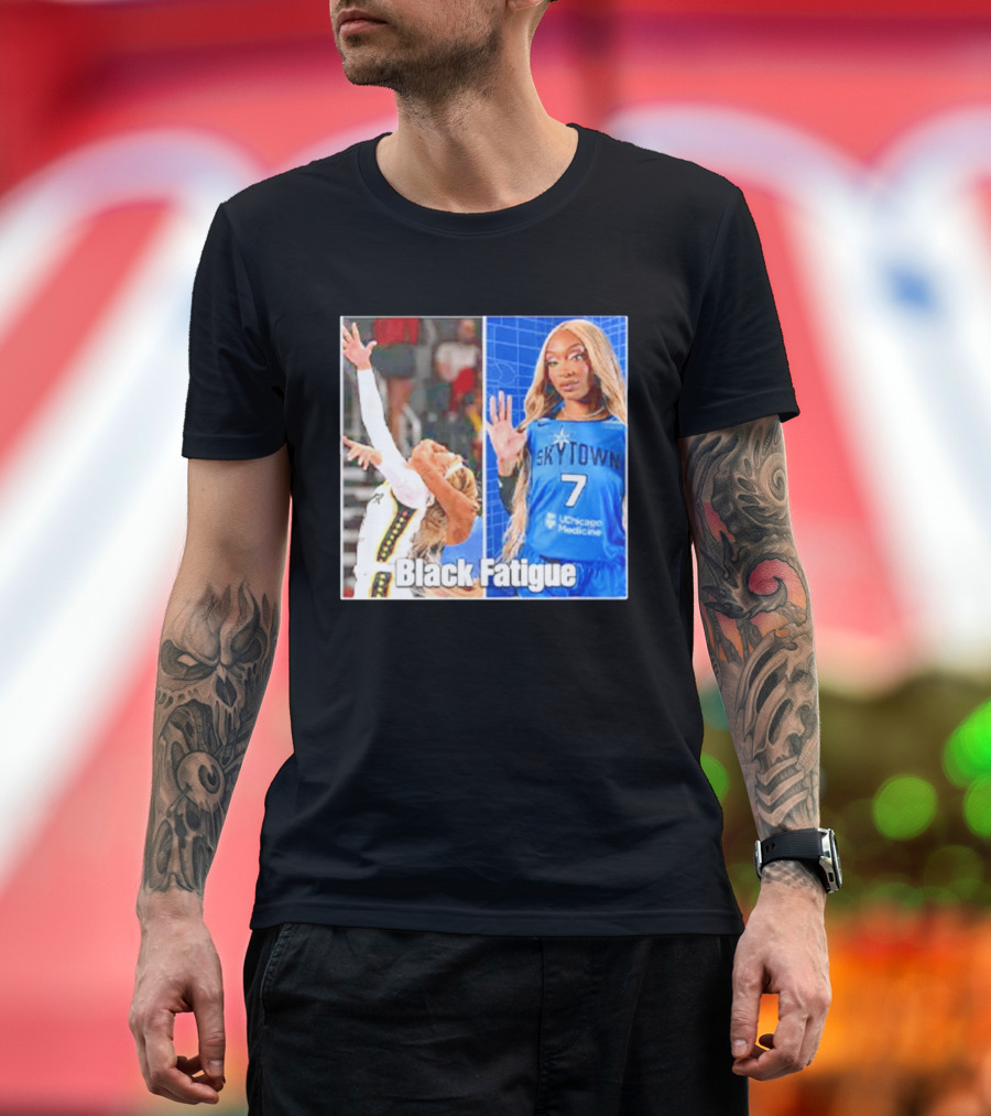 Skytown WNBA Black Fatigue Meme DiJonai Carrington Sophie Cunningham Hard Foul T-Shirt