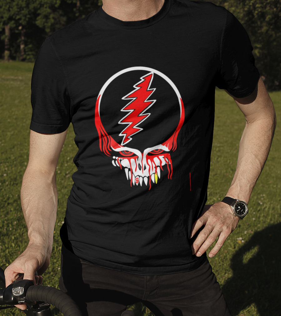Grateful Dead Steal Your Face Skull Lightning Punk Rock Red White T-Shirt