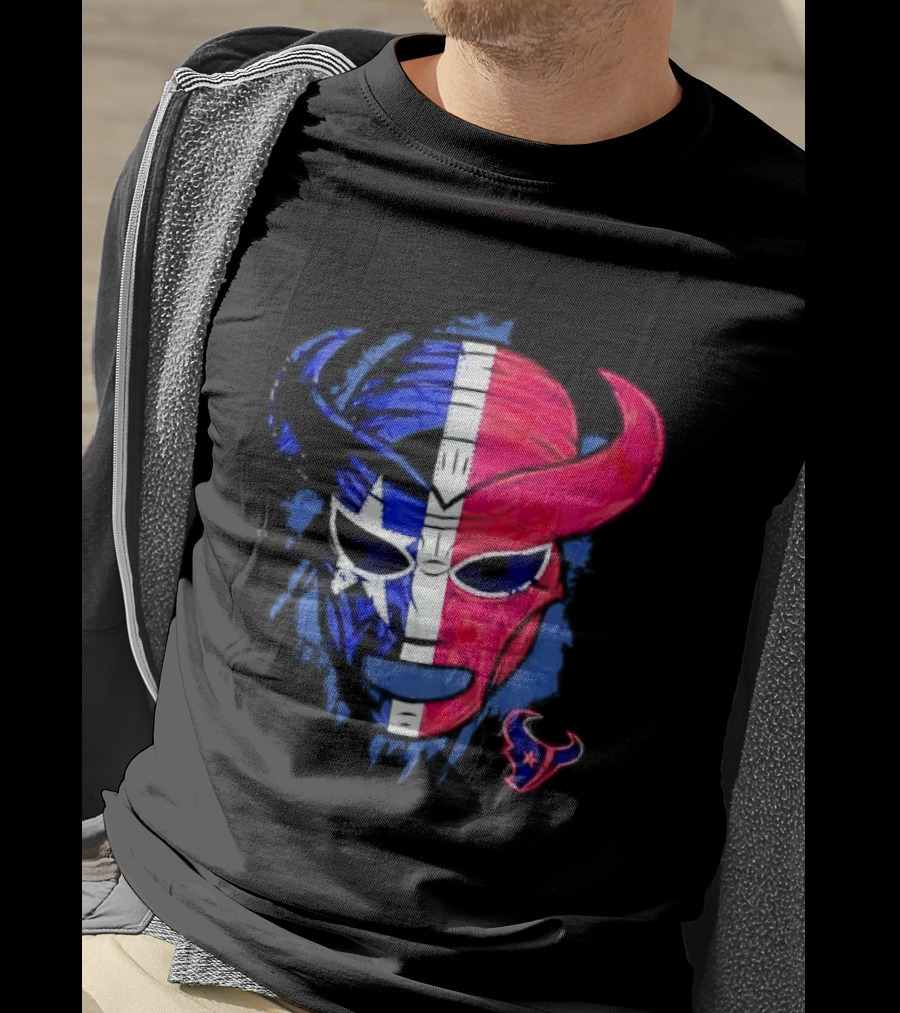 Houston Texans Distressed Lucha Libre Mask Texas Flag T-Shirt