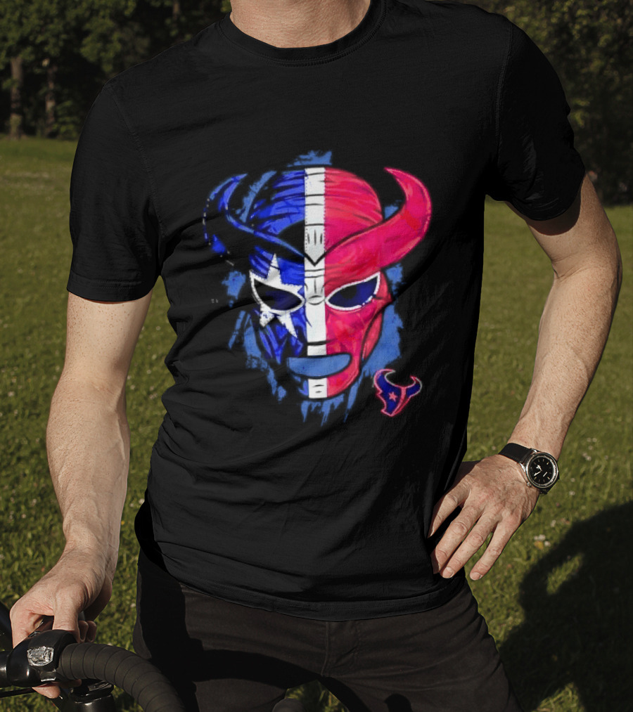 Houston Texans Distressed Lucha Libre Mask Texas Flag T-Shirt