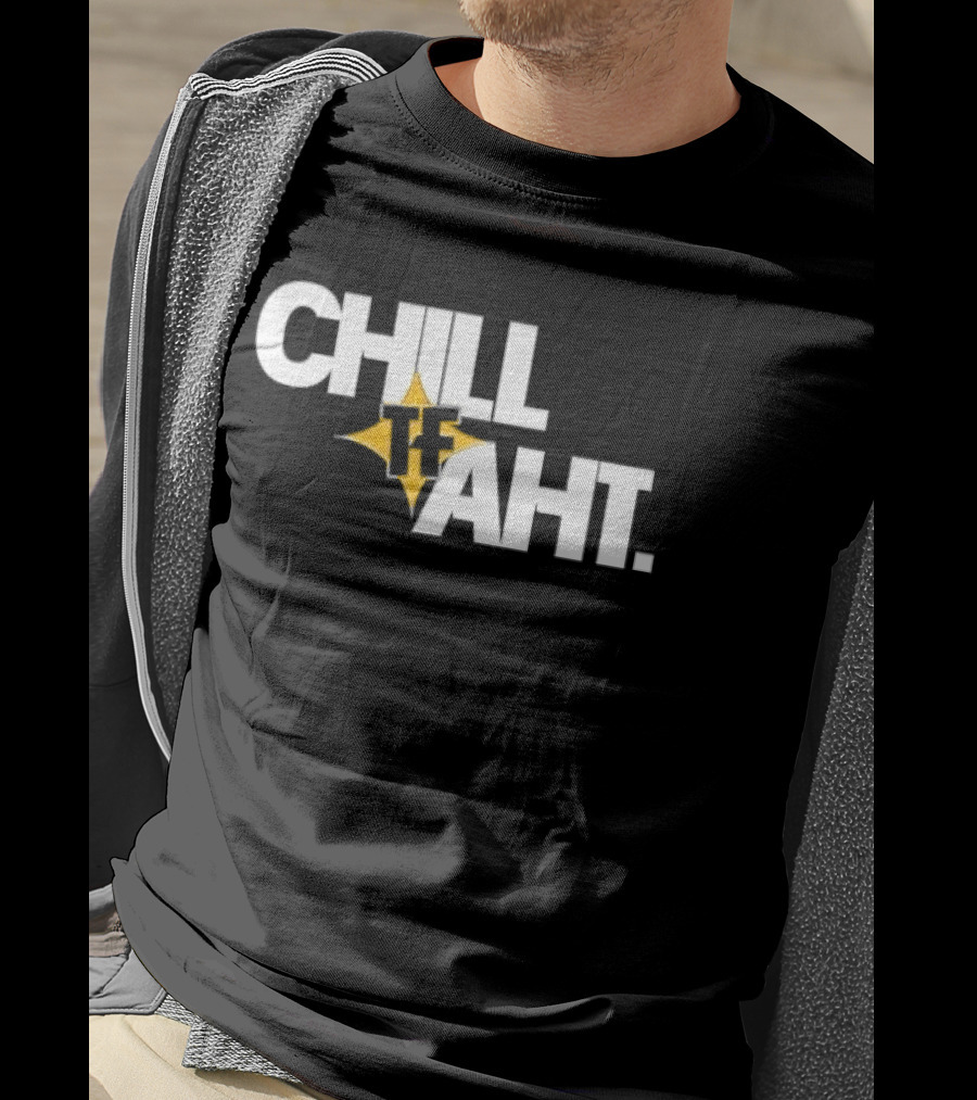 Chill Tf Aht 3D Block Lettering Yellow Pointed Star T-Shirt