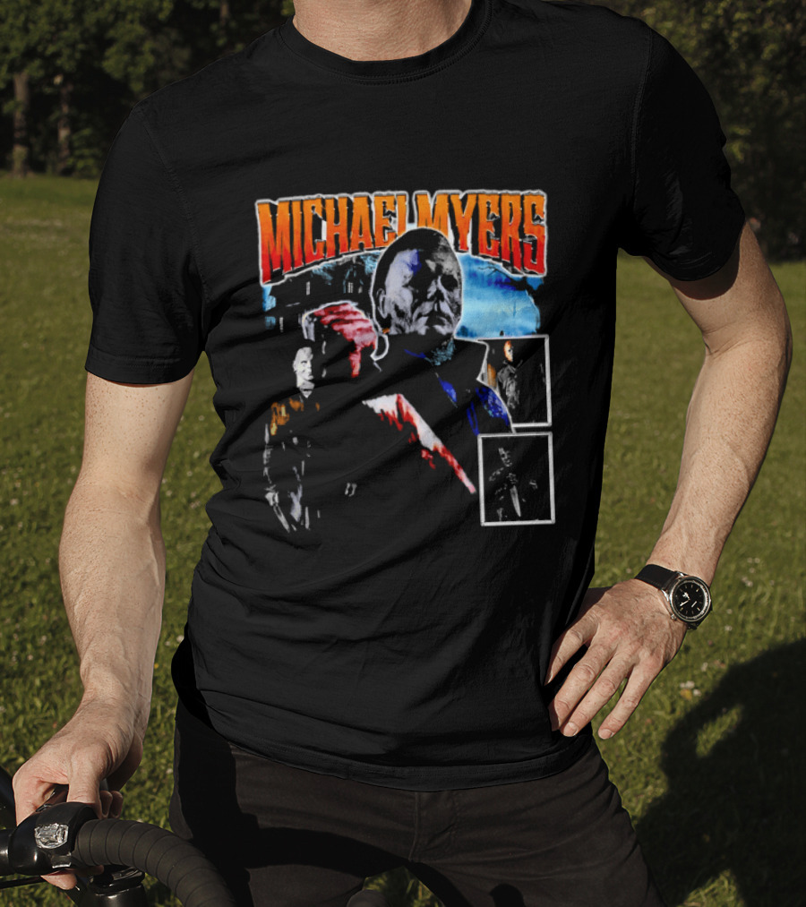 Michael Myers Bootleg Collage Mask Bloody Knife House T-Shirt