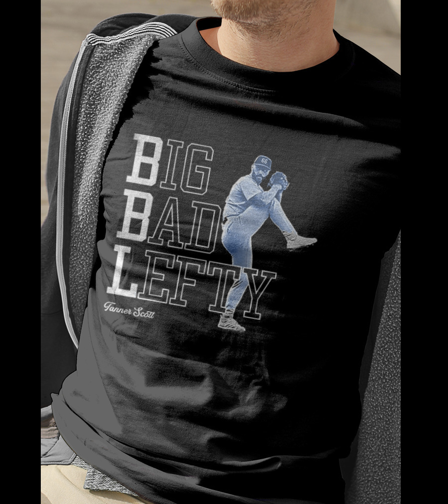 Miguel Rojas Wearing Tanner Scott Big Bad Lefty 66 T-Shirt