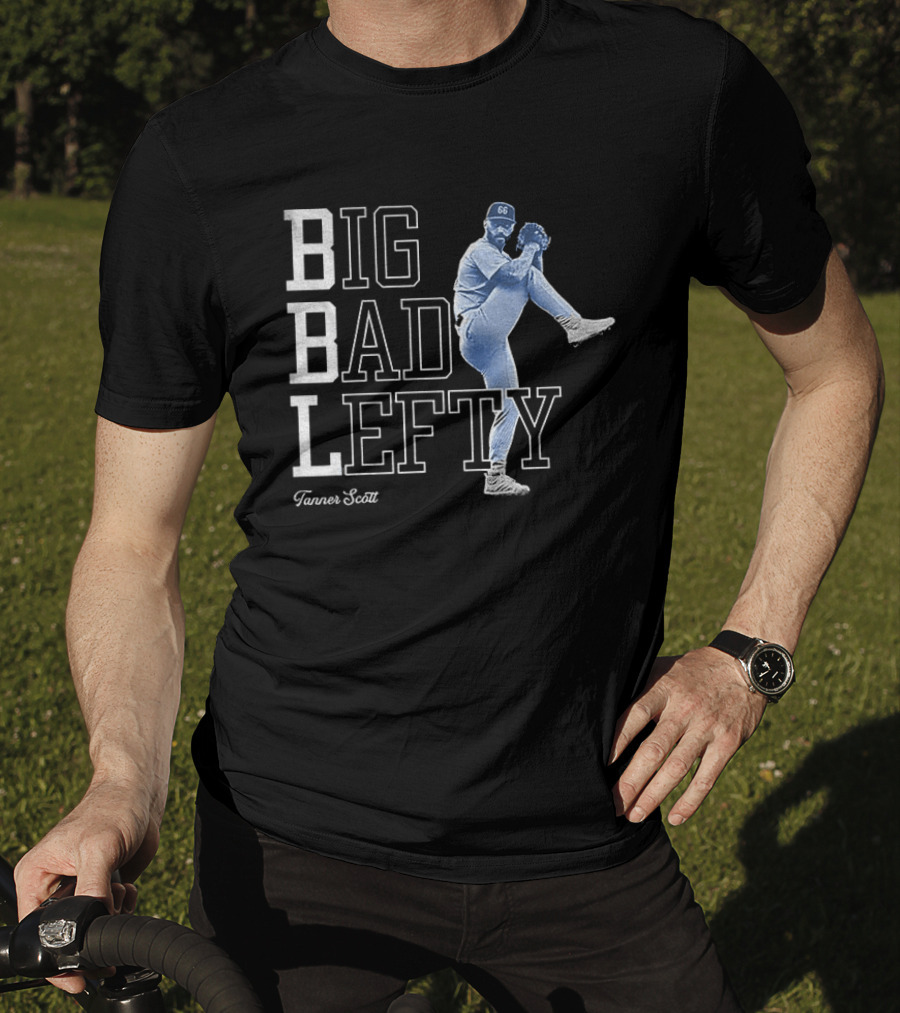 Miguel Rojas Wearing Tanner Scott Big Bad Lefty 66 T-Shirt