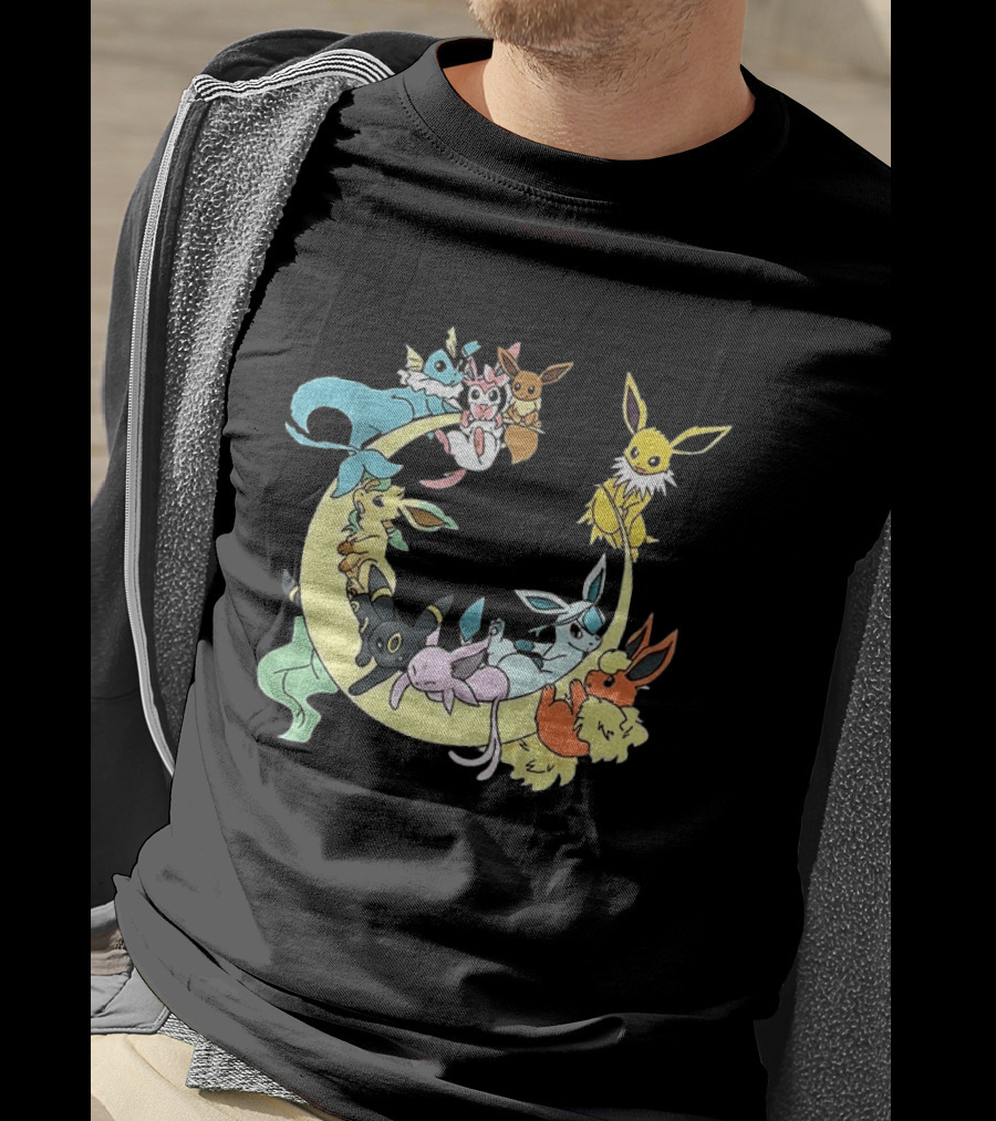 Eevee Evolutions Sylveon Umbreon Flareon Jolteon Vaporeon Espeon Leafeon Glaceon T-Shirt