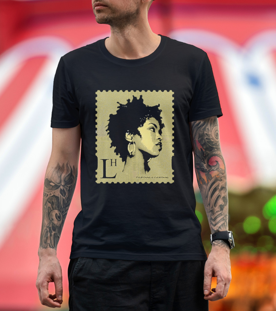 Everything Is Lh Gold Line Afro Woman Stamp T-Shirt