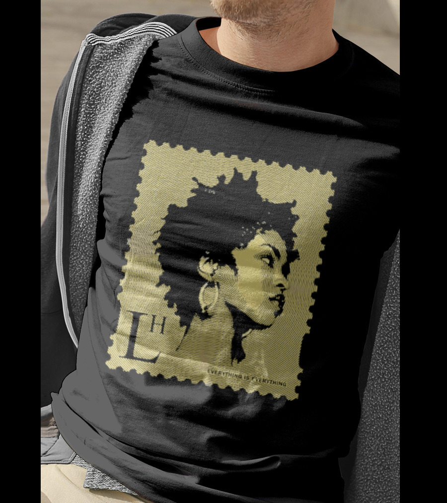 Everything Is Lh Gold Line Afro Woman Stamp T-Shirt