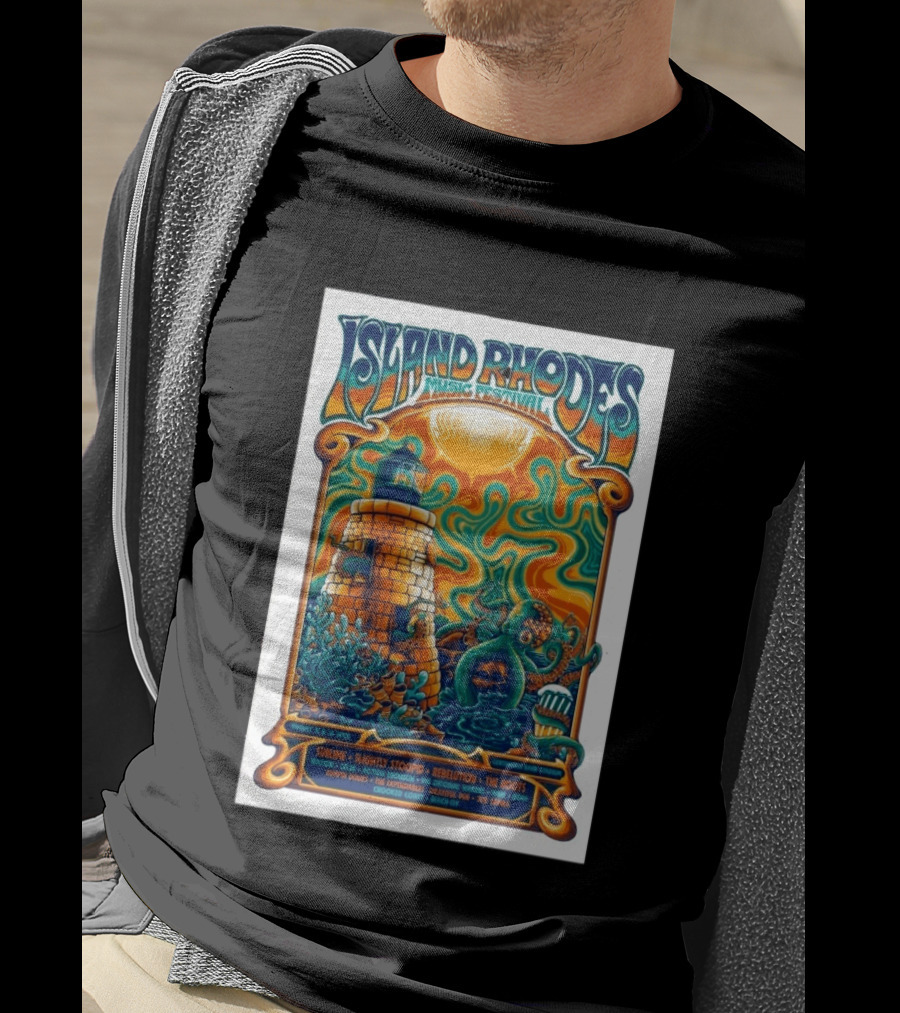 Island Rhodes Music Festival 2026 Lighthouse Octopus Art Pawtucket Rhode Island Sublime Slightly Stoopid August 15 16 T-Shirt
