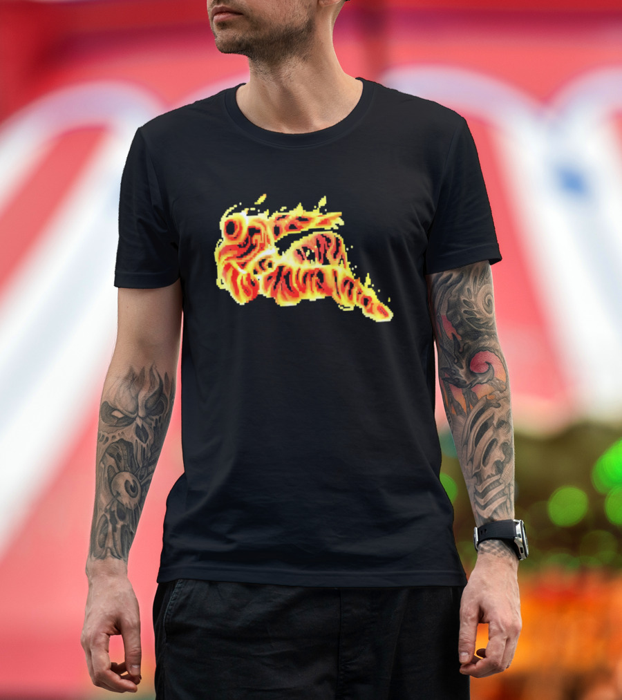 Fiery Waves Of Burning Flame Blaze In Yellow Orange Red Hues T-Shirt