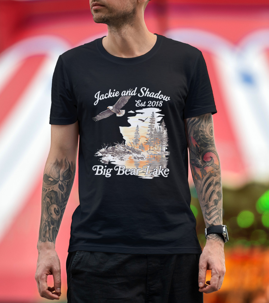 Jackie And Shadow Est 2018 Big Bear Lake Bald Eagles Family Scenic Nature T-Shirt