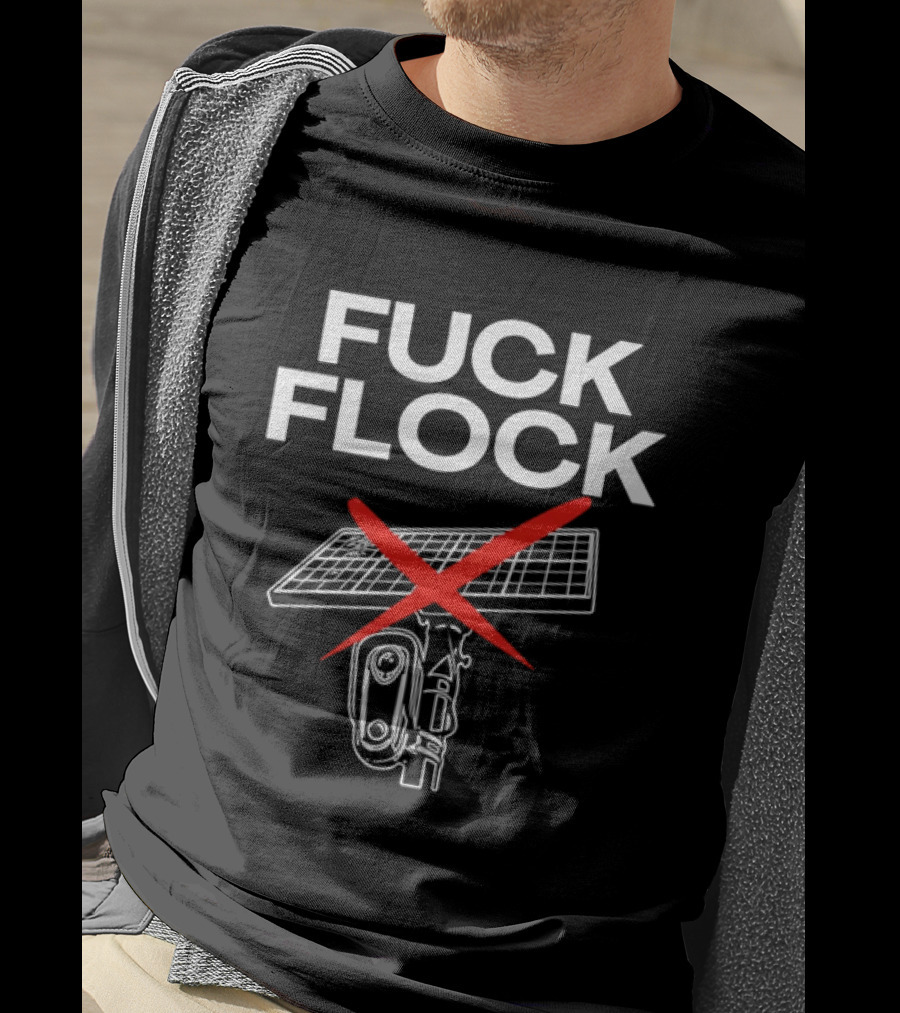 Fuck Flock Surveillance Camera Solar Panel Red X T-Shirt