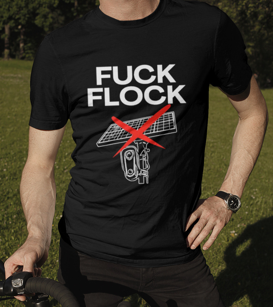 Fuck Flock Surveillance Camera Solar Panel Red X T-Shirt