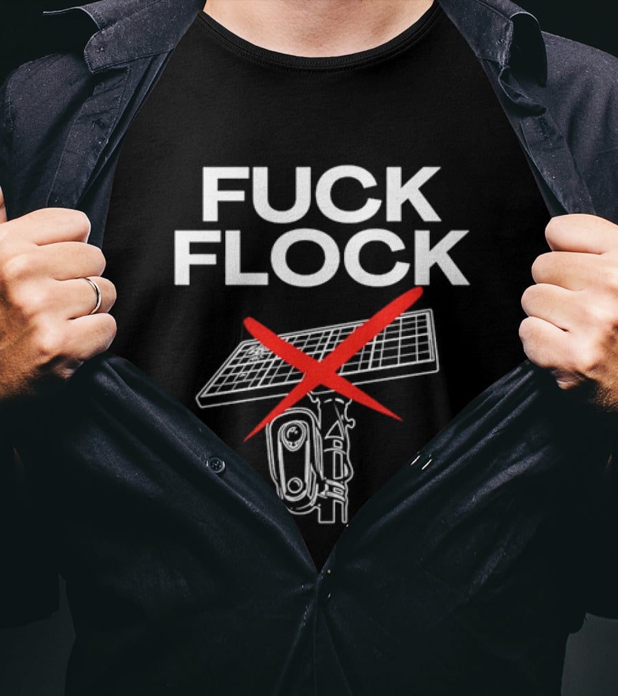 Fuck Flock Surveillance Camera Solar Panel Red X T-Shirt
