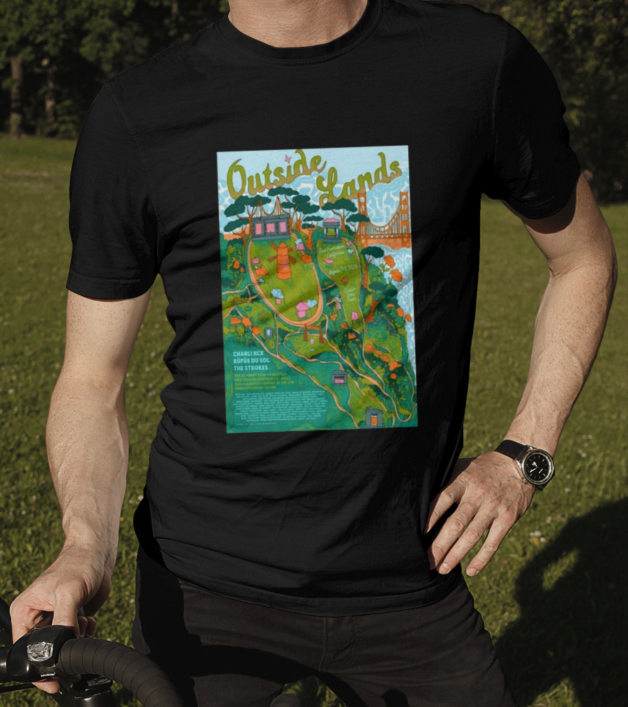 Outside Lands San Francisco August 7 9 2026 Golden Gate Park Charli XCX Rufus Du Sol The Strokes T-Shirt