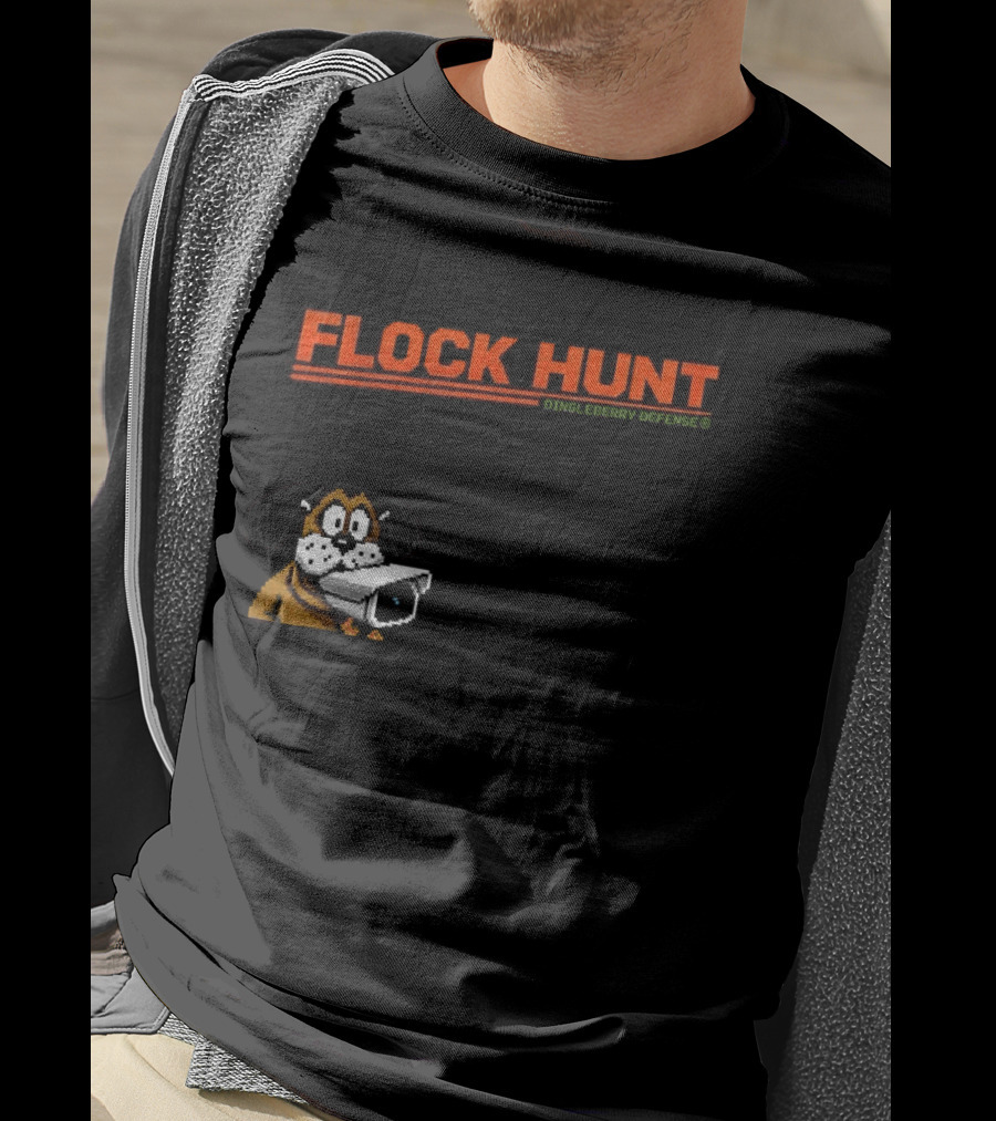 Flock Hunt Pixelated Canine Dingleberry Defense Security Camera T-Shirt