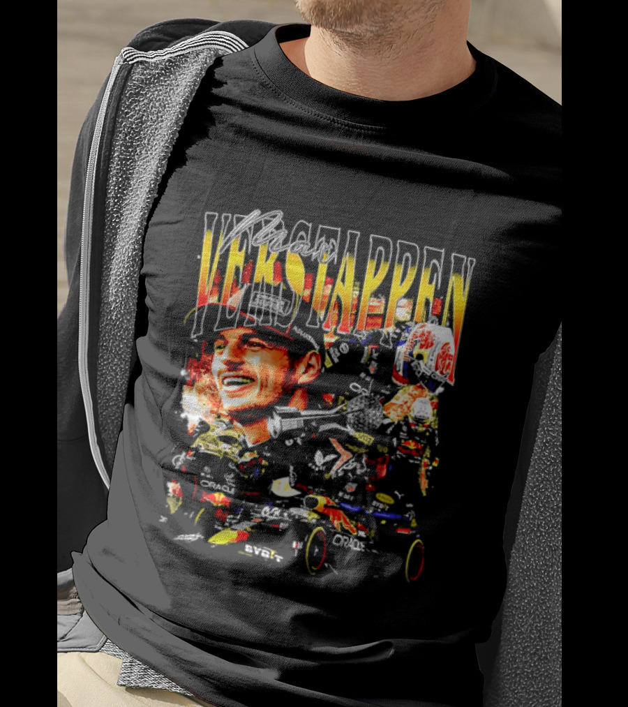 Max Verstappen Red Bull Racing F1 Driver Trophy Car Photo Collage T-Shirt