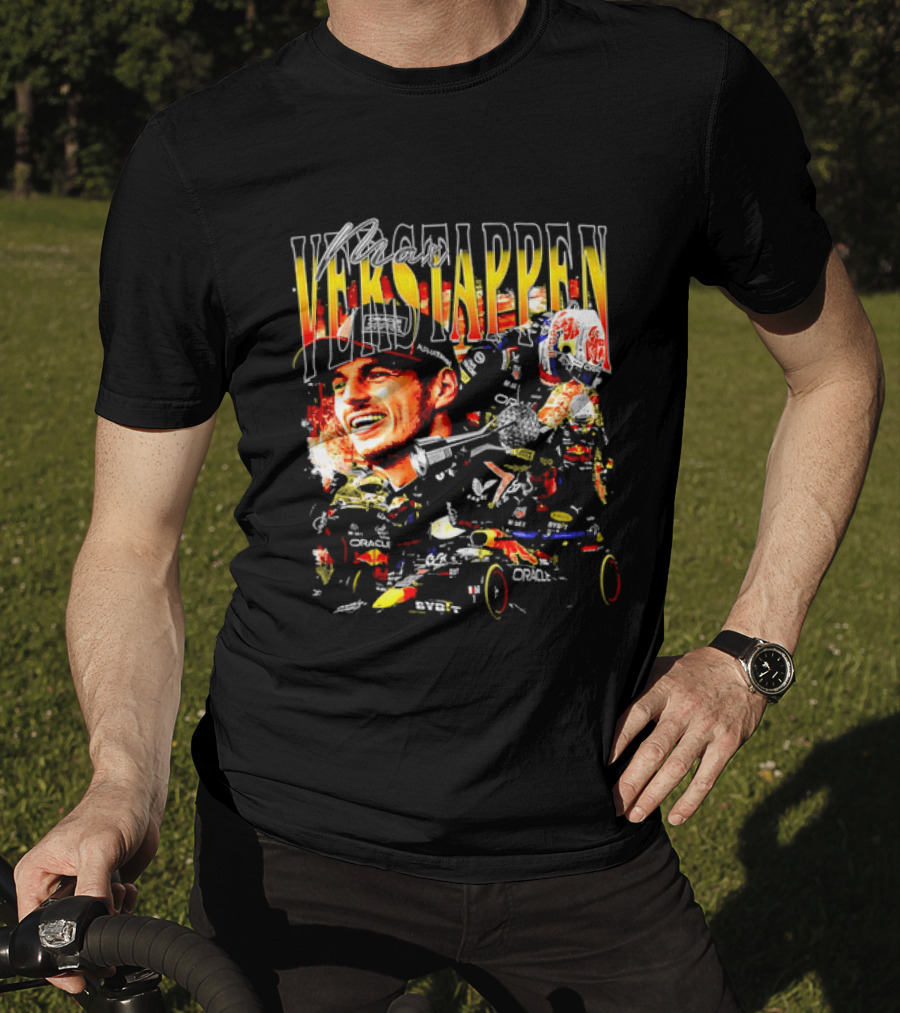 Max Verstappen Red Bull Racing F1 Driver Trophy Car Photo Collage T-Shirt